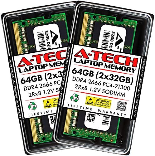 A-Tech 64GB זיכרון RAM עבור תחנת עבודה ניידת של Dell Precision 7740 | DDR4 2666MHz PC4-21300 NON